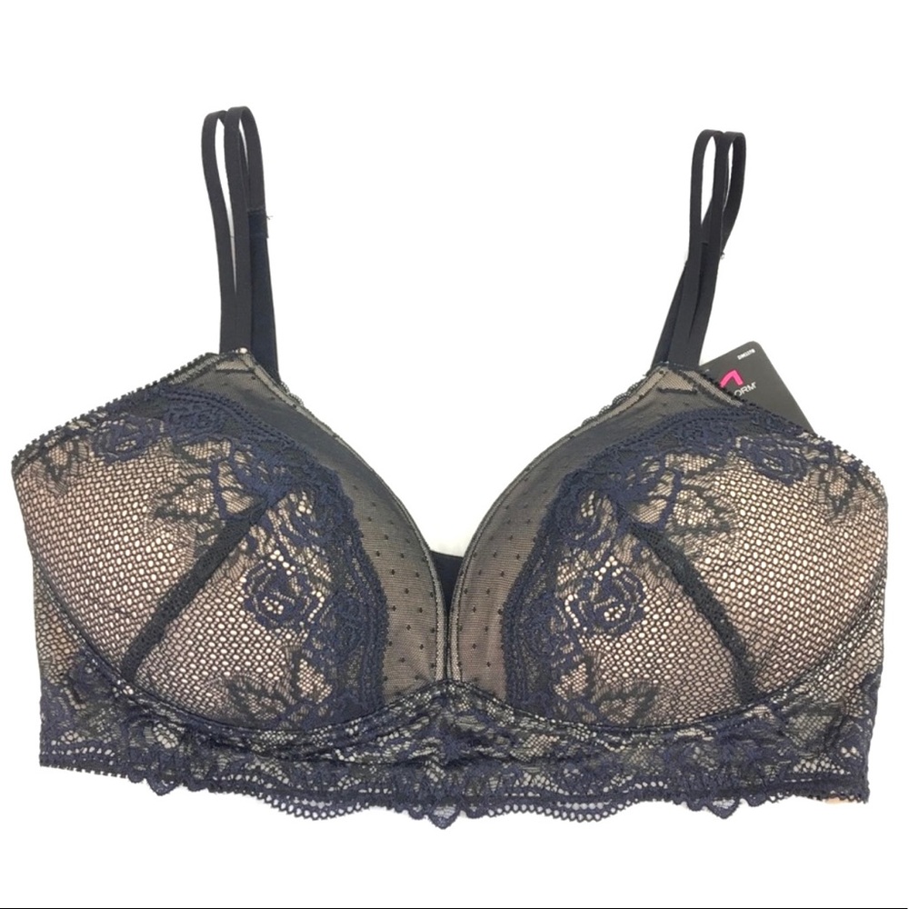 MAIDENFORM Wireless Black Lace Plunge Bra